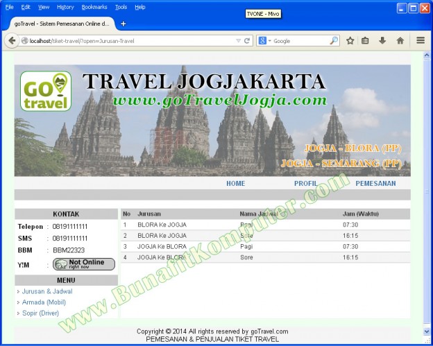Source Code Pemesanan Tiket Travel Bunafit Komputer 4373