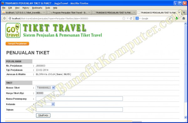 Program Aplikasi Penjualan Tiket Travel Bunafit Komputer 6479