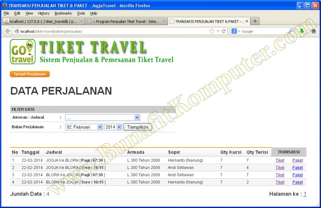 Program Aplikasi Penjualan Tiket Travel Bunafit Komputer 3541