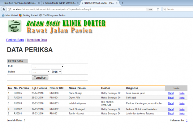 Contoh Aplikasi Rekam Medis Berbasis Web Bunafit Komputer