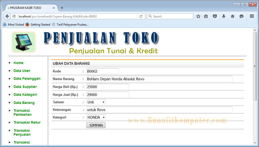 Contoh Program Toko Dengan Php Mysql Bunafit Komputer 0617