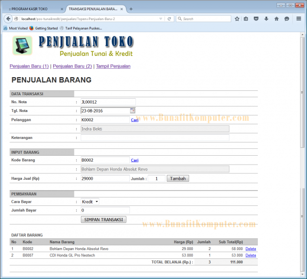 Source Code Php Mysql Aplikasi Penjualan Tunai Dan Kredit Berbasis